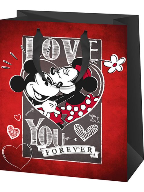 Minnie és Mickey ajándéktáska 23x18x10cm, közepes, Love You Forever
