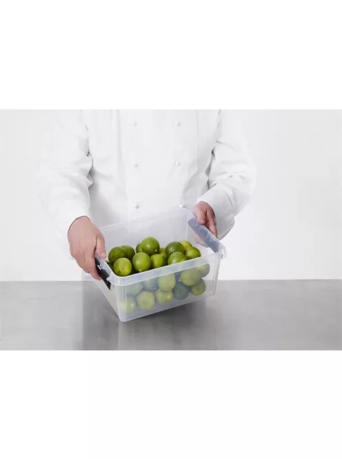 SMARTSTORE Műanyag tárolódoboz, 8 liter, fekete fogantyúkkal, SMARTSTORE "Classic 10", átlátszó