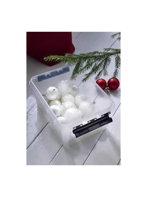 SMARTSTORE Műanyag tárolódoboz, 8 liter, fekete fogantyúkkal, SMARTSTORE "Classic 10", átlátszó