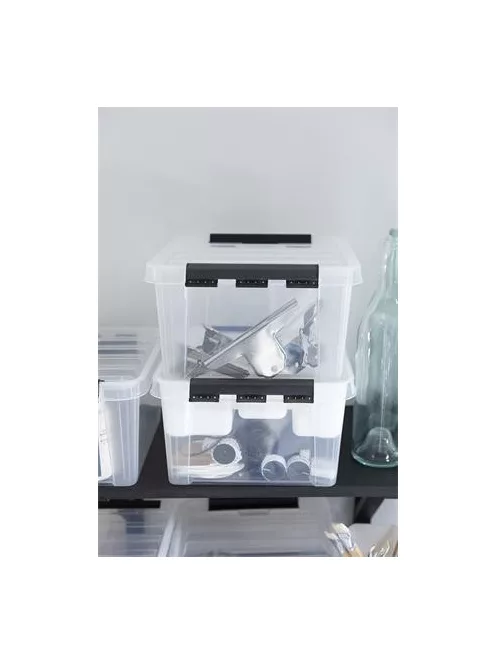 SMARTSTORE Műanyag tárolódoboz, 8 liter, fekete fogantyúkkal, SMARTSTORE "Classic 12", átlátszó