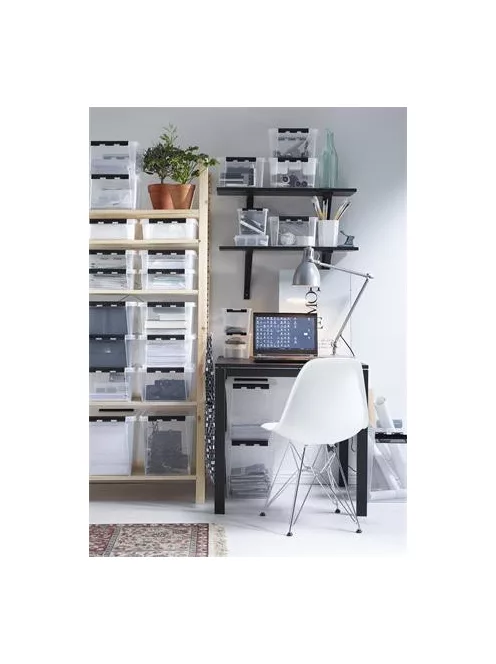 SMARTSTORE Műanyag tárolódoboz, 8 liter, fekete fogantyúkkal, SMARTSTORE "Classic 12", átlátszó