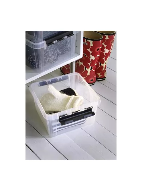 SMARTSTORE Műanyag tárolódoboz, 8 liter, fekete fogantyúkkal, SMARTSTORE "Classic 12", átlátszó