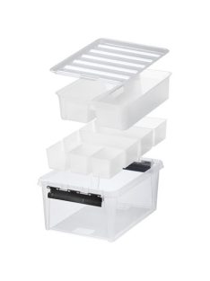   SMARTSTORE Műanyag tárolódoboz, fekete fogantyúkkal, 7 rekeszes, SMARTSTORE "Classic 15", átlátszó