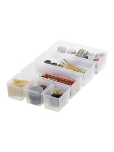   SMARTSTORE Műanyag tárolódoboz, fekete fogantyúkkal, 7 rekeszes, SMARTSTORE "Classic 15", átlátszó