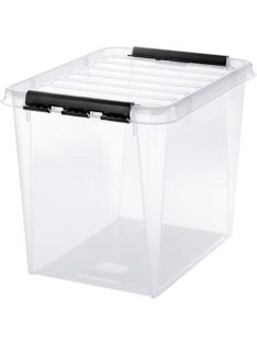   SMARTSTORE Műanyag tárolódoboz, 52 liter, fekete fogantyúkkal, SMARTSTORE "Classic 50", átlátszó