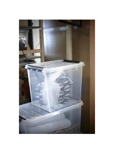   SMARTSTORE Műanyag tárolódoboz, 52 liter, fekete fogantyúkkal, SMARTSTORE "Classic 50", átlátszó