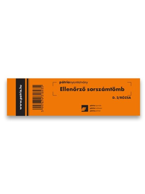 Pátria Nyomtatvány Ellenőrző sorszámtömb 100 lapos 146x40 mm rózsa