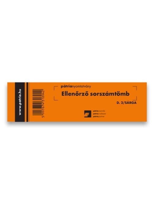 Pátria Nyomtatvány Ellenőrző sorszámtömb 100 lapos 146x40 mm sárga