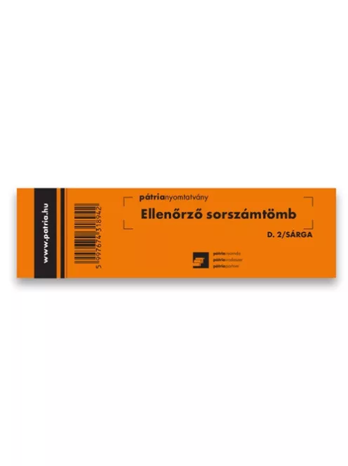 Pátria Nyomtatvány Ellenőrző sorszámtömb 100 lapos 146x40 mm sárga
