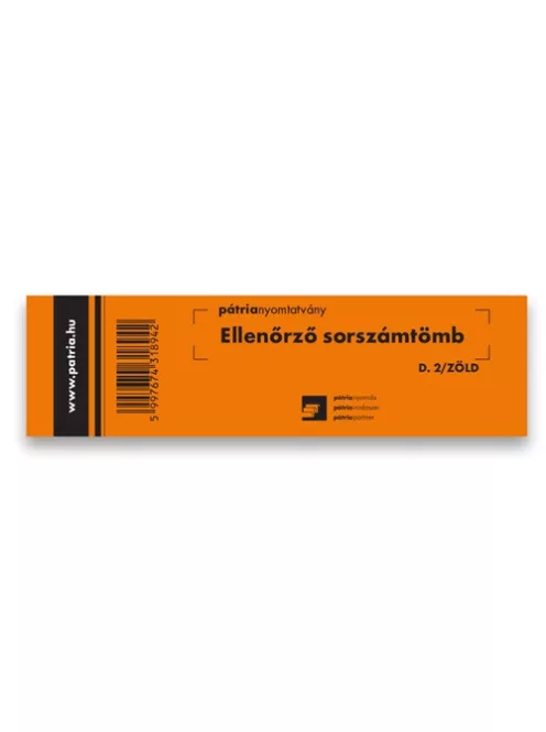 Pátria Nyomtatvány Ellenőrző sorszámtömb 100 lapos 146x40 mm zöld