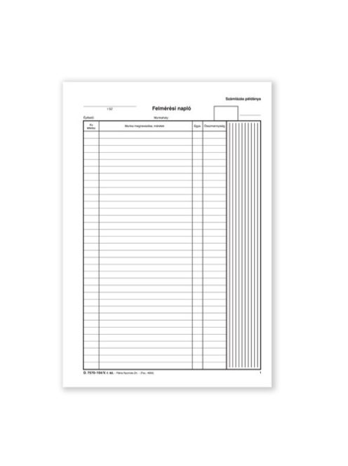 Pátria Nyomtatvány Felmérési napló 25x5 lapos tömb A/4 álló