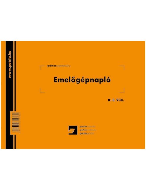 Pátria Nyomtatvány Emelőgépnapló 24 lapos A/5 fekvő