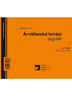   Pátria Nyomtatvány Árváltozási leírási jegyzék 25x2 lapos tömb A/5 fekvő