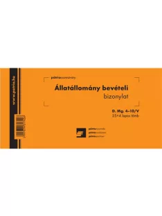   Pátria Nyomtatvány Állatállomány bevételi bizonylat 25x4 lapos tömb 203x102 mm