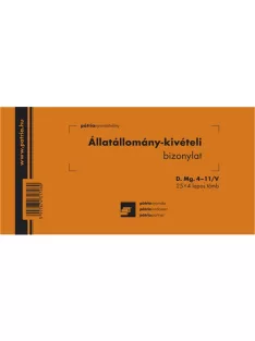   Pátria Nyomtatvány Állatállomány kivételi bizonylat 25x4 lapos tömb 203x102 mm