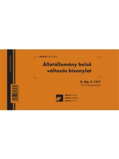   Pátria Nyomtatvány Állatállomány belső változás bizonylat 25x4 lapos tömb 203x102 mm