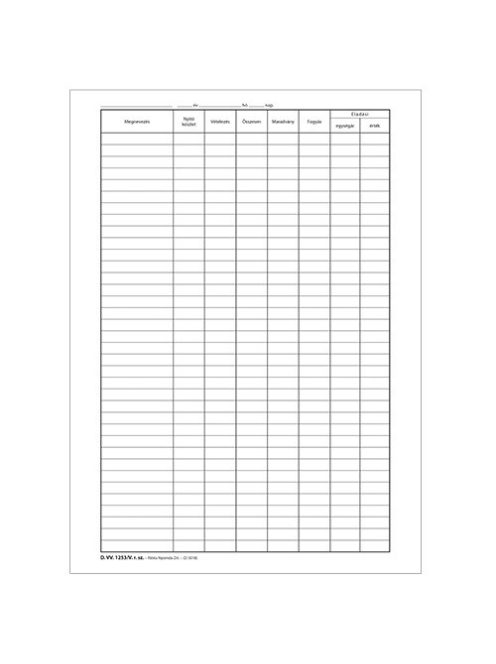 Pátria Nyomtatvány Nyilvántartás (standkönyv) 50x2 lapos tömb A/4 álló