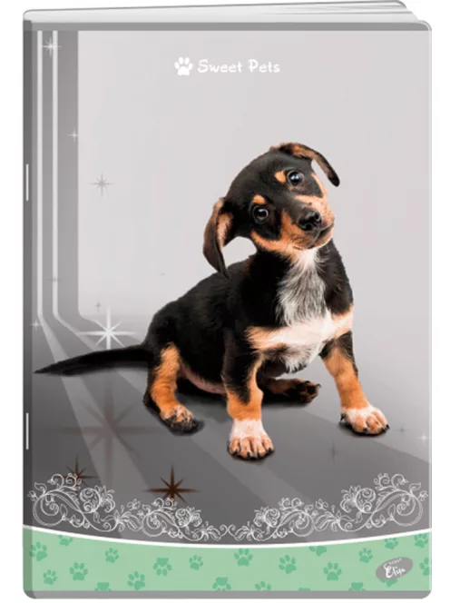 Füzet, állatkölykök "Sweet Pets", A4, 80 g, 40 lapos, vonalas, 6 vegyes képpel