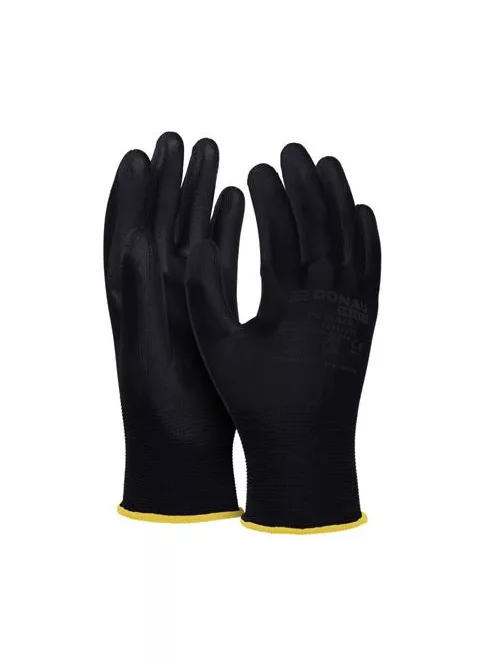 DONAU Szerelőkesztyű, PU, DONAU "Safety", 8/M méret, fekete