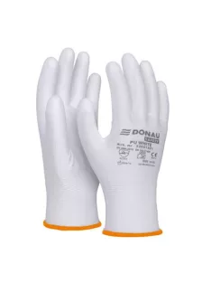   DONAU Szerelőkesztyű, PU, DONAU "Safety", 7/S méret, fehér