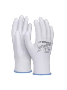   DONAU Szerelőkesztyű, PU, DONAU "Safety", 9/L méret, fehér