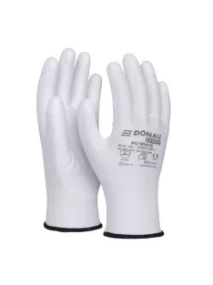   DONAU Szerelőkesztyű, PU, DONAU "Safety", 10/XL méret, fehér