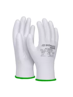   DONAU Szerelőkesztyű, PU, DONAU "Safety", 11/XXL méret, fehér
