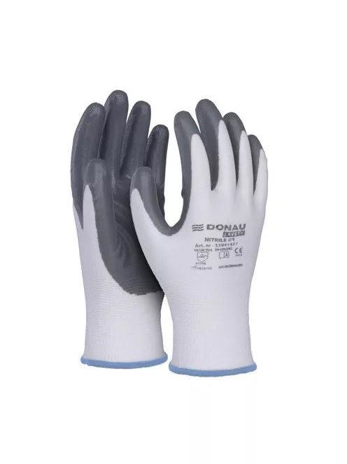 DONAU Szerelőkesztyű, nitril, DONAU "Safety 01", 9/L méret, szürke