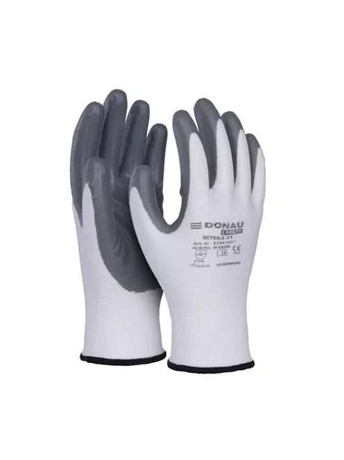 DONAU Szerelőkesztyű, nitril, DONAU "Safety 01", 10/XL méret, szürke