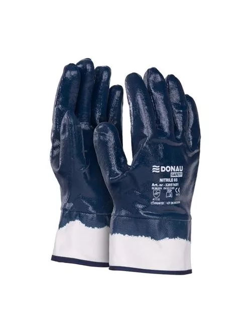 DONAU Szerelőkesztyű, nitril, DONAU "Safety 03", 10/XL méret, sötétkék