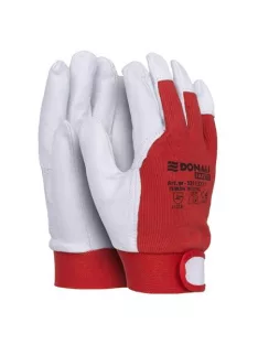  DONAU Védőkesztyű, kecskebőr, DONAU"Safety", 9/L méret, fehér-piros