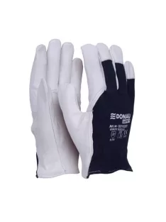   DONAU Védőkesztyű, kecskebőr, DONAU "Safety", 11/XXL méret, fehér-tengerészkék