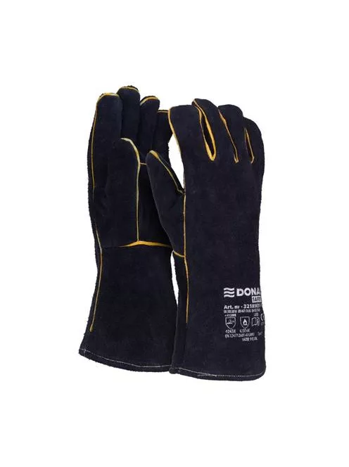 DONAU Védőkesztyű, MIG, marhabőr, DONAU "Safety", 10/XL méret, fekete