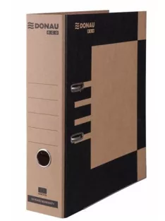  DONAU Iratrendező, 80 mm, A4, karton, élvédő sínnel, DONAU "Eco", barna-fekete