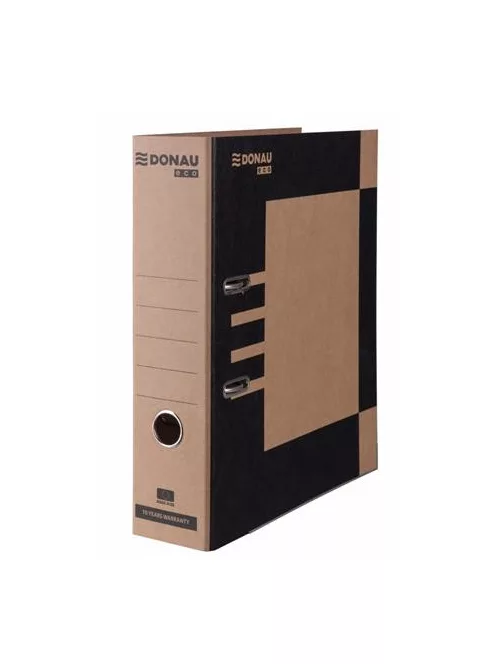 DONAU Iratrendező, 80 mm, A4, karton, élvédő sínnel, DONAU "Eco", barna-fekete