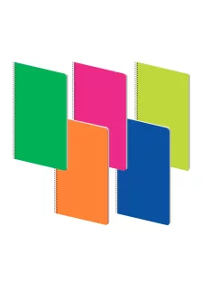   Spirálfüzet, Fluo, A4, 70 g, 70 lapos, vonalas, PP, 5 vegyes színben
