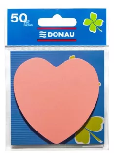   DONAU Öntapadó jegyzettömb, szív alakú, 50 lap, DONAU, rózsaszín