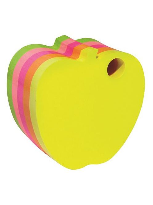 DONAU Öntapadó jegyzettömb, alma alakú, 400 lap, DONAU, vegyes neon színek