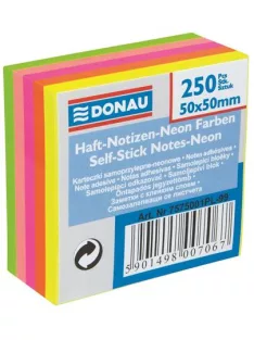   DONAU Öntapadó jegyzettömb, 50x50 mm, 5x50 lap, DONAU, neon szín