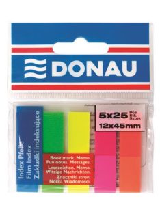   DONAU Jelölőcímke, műanyag, 5x25 lap, 12x45 mm, DONAU, neon szín