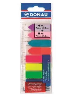   DONAU Jelölőcímke, műanyag, címke és nyíl forma, 8x25 lap, 12x45/42 mm, DONAU, neon szín