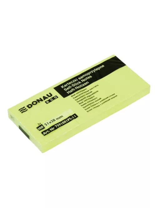 DONAU Öntapadó jegyzettömb, 51x38mm, 3x100 lap, DONAU "ECO", sárga