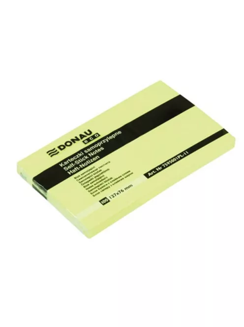 DONAU Öntapadó jegyzettömb, 127x76mm, 100 lap, DONAU "ECO", sárga