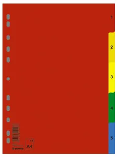 DONAU Regiszter, műanyag, A4, 1-5, DONAU, színes