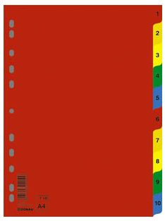 DONAU Regiszter, műanyag, A4, 1-10, DONAU, színes