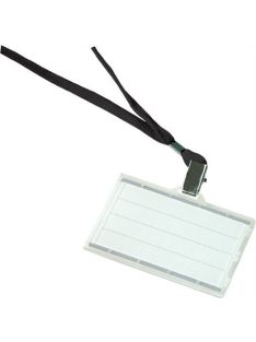   DONAU Azonosítókártya tartó, fekete nyakba akasztóval, 85x50 mm, műanyag, DONAU