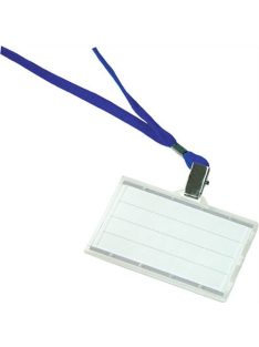   DONAU Azonosítókártya tartó, kék nyakba akasztóval, 85x50 mm, műanyag, DONAU