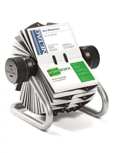   DURABLE Névjegykártyatartó, fém, 400 db-os, forgatható, fekvő, DURABLE, "VISIFIX®", ezüst