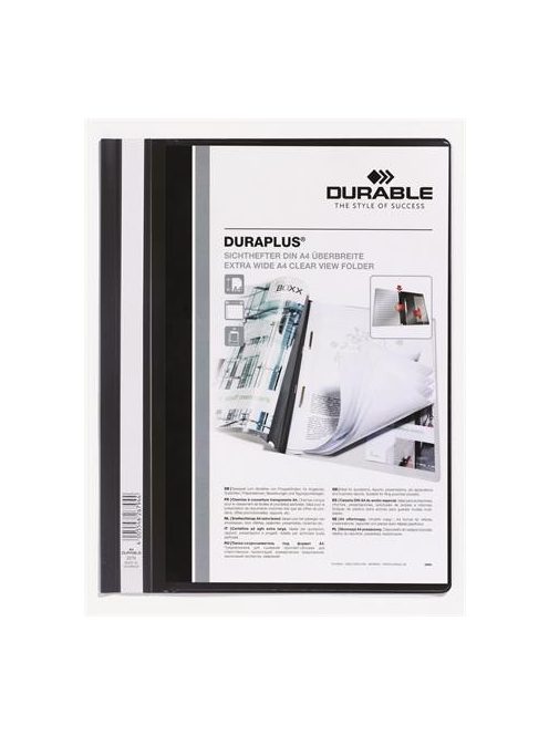 DURABLE Gyorsfűző, A4, széles, panorámás, DURABLE "DURAPLUS®", fekete