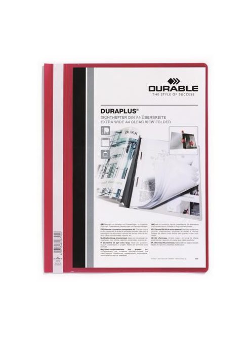 DURABLE Gyorsfűző, A4, széles, panorámás, DURABLE "DURAPLUS®", piros